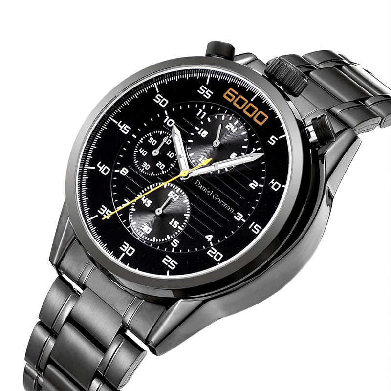 Daniel Gorman Casual Quartz Watch Men Klasické sportovní hodinky znerezové oceli klasické křemenné hodinky